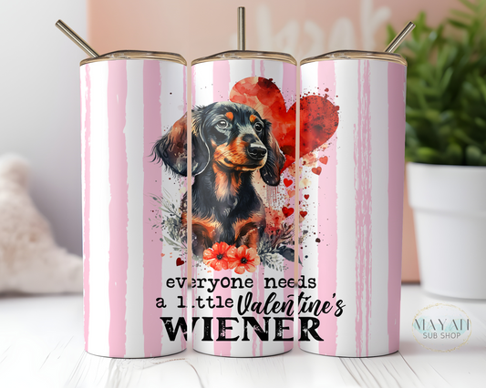 Valentine's wiener 20 oz. skinny tumbler. -Mayan Sub Shop