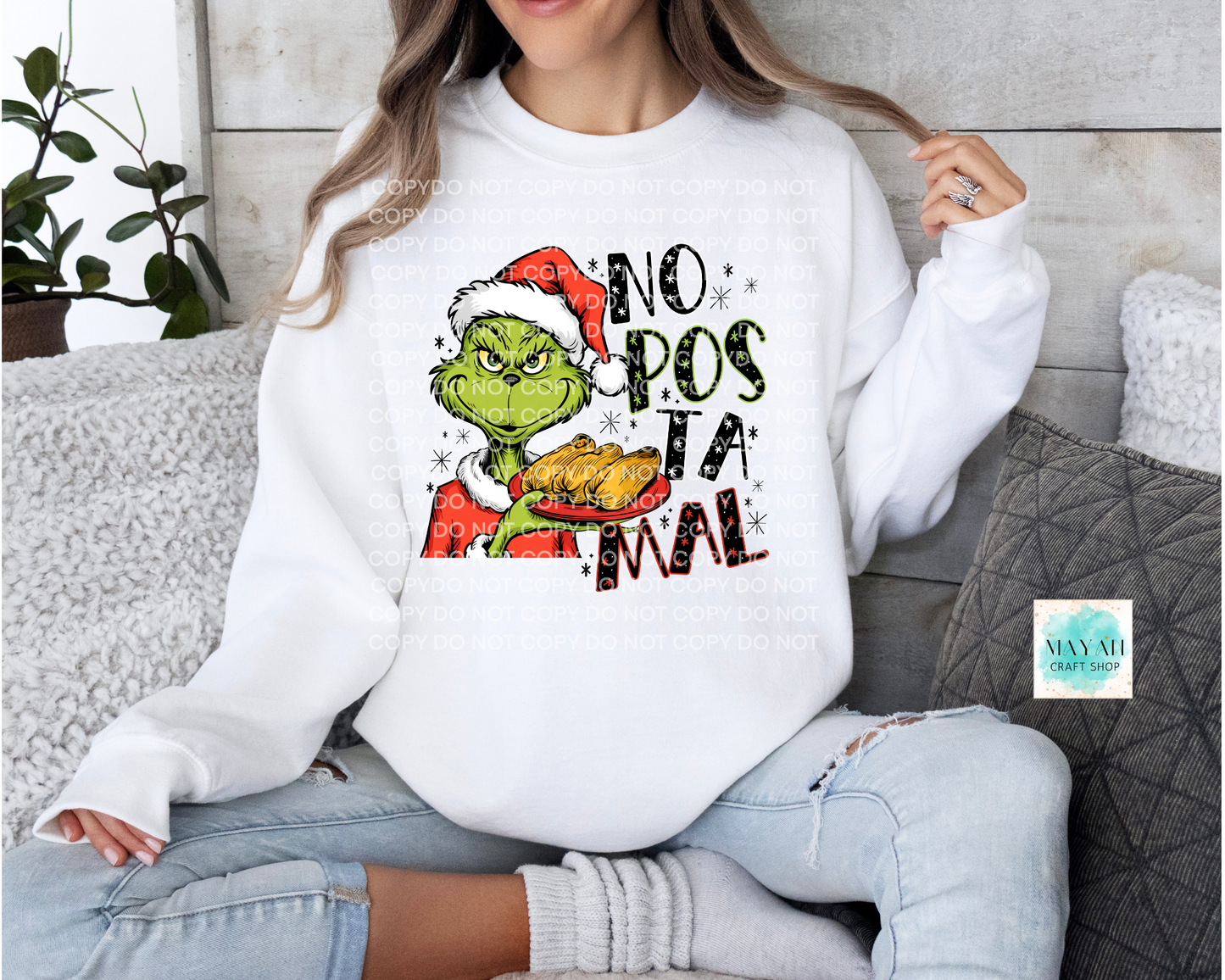 No pos tamal white sweatshirt. -Mayan Craft Shop