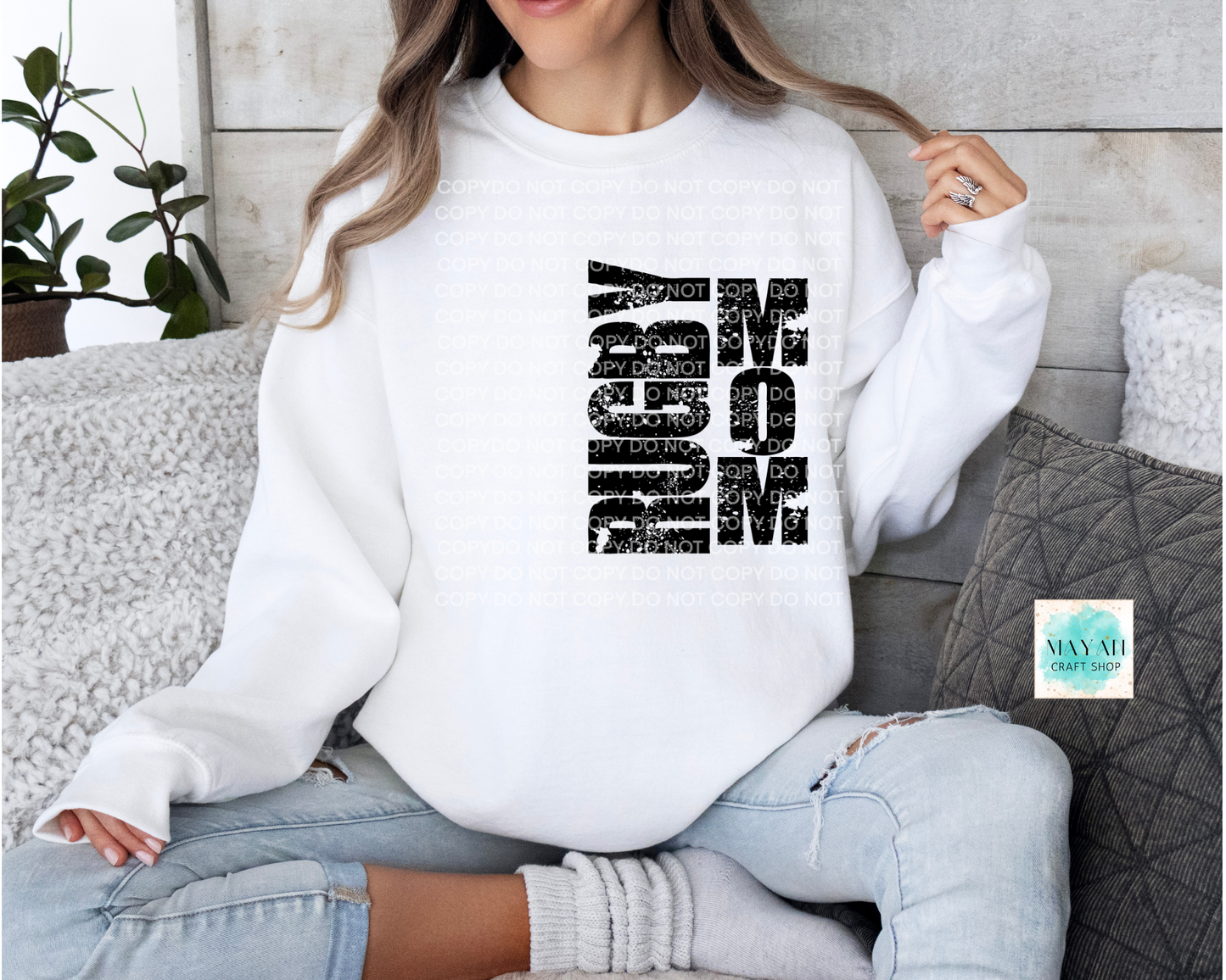 Rugby mom white sweatshirt. -Mayan Craft Shop