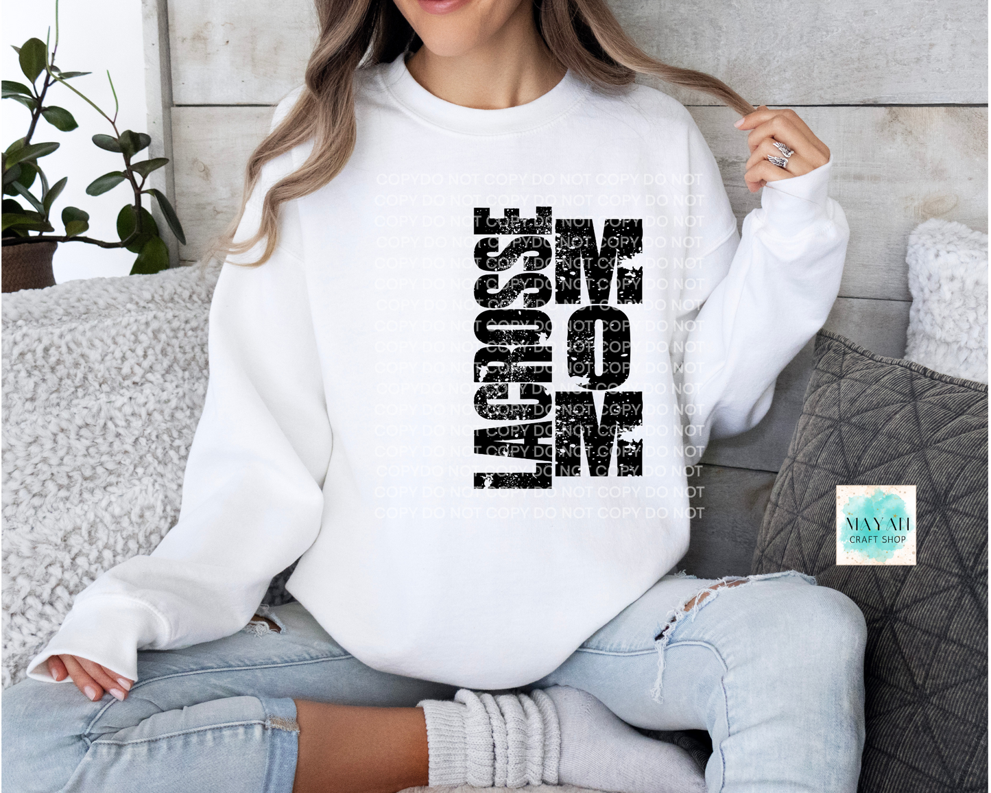 Lacrosse mom white sweatshirt. -Mayan Craft Shop