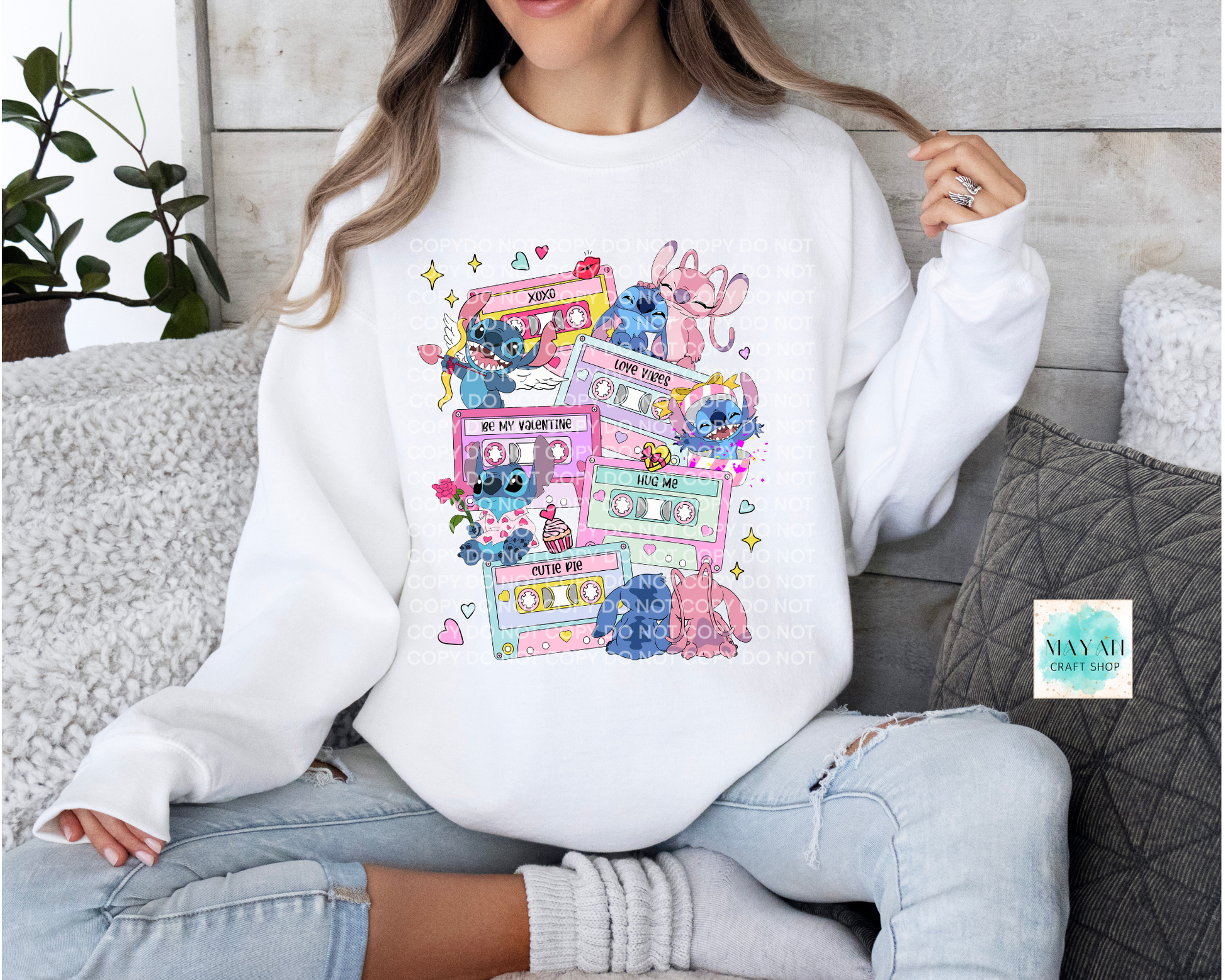 Love mixtape alien white sweatshirt. -Mayan Craft Shop