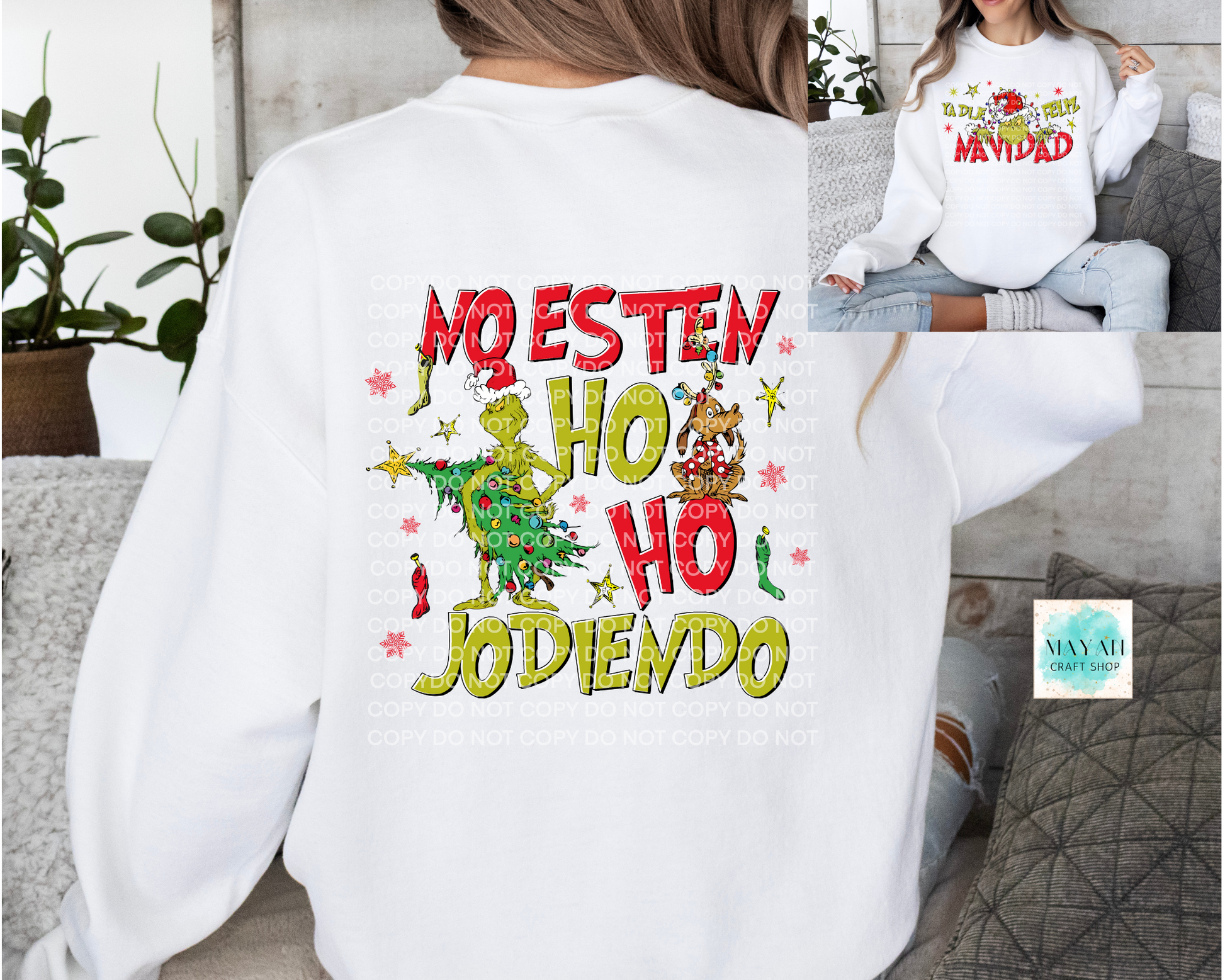 Ya dije feliz navidad white sweatshirt. -Mayan Craft Shop