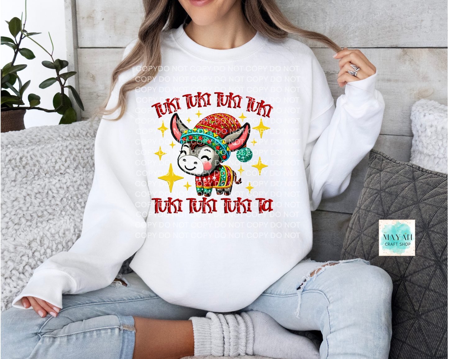 Tuki tuki white sweatshirt. -Mayan Craft Shop