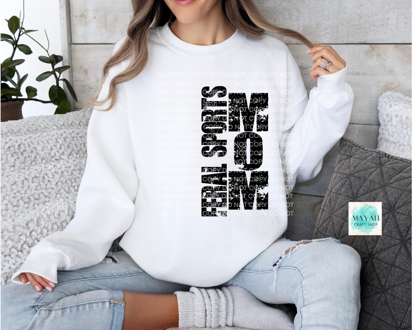 Feral sports mom white sweatshirt. -Mayan Craft Shop