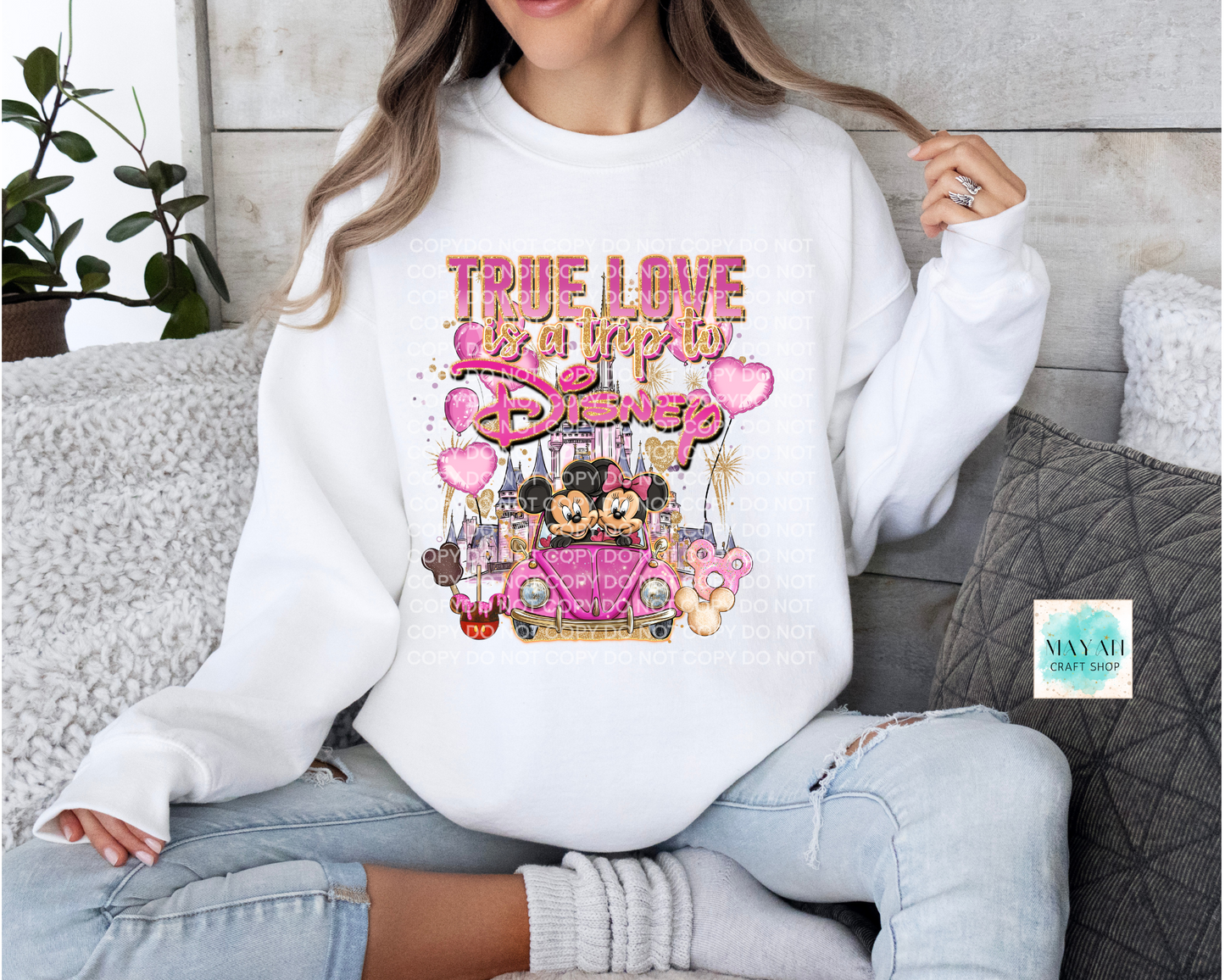 True love trip white sweatshirt. -Mayan Craft Shop