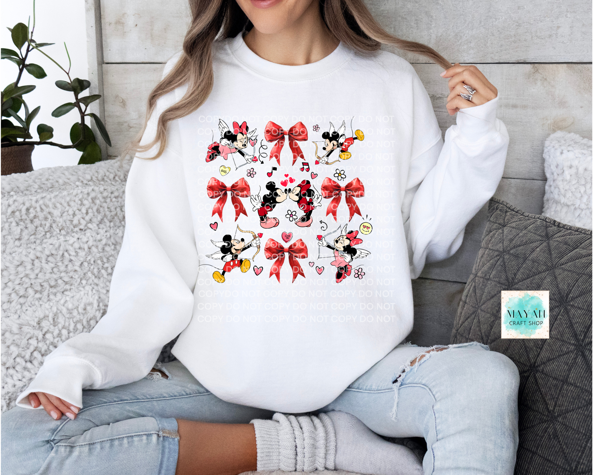 Cupid love white sweatshirt. -Mayan Craft Shop