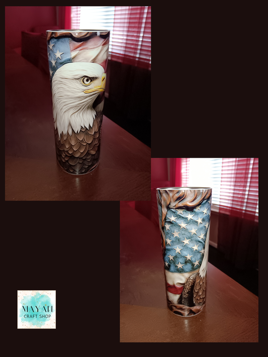 American eagle and US flag 3D tumbler sample.