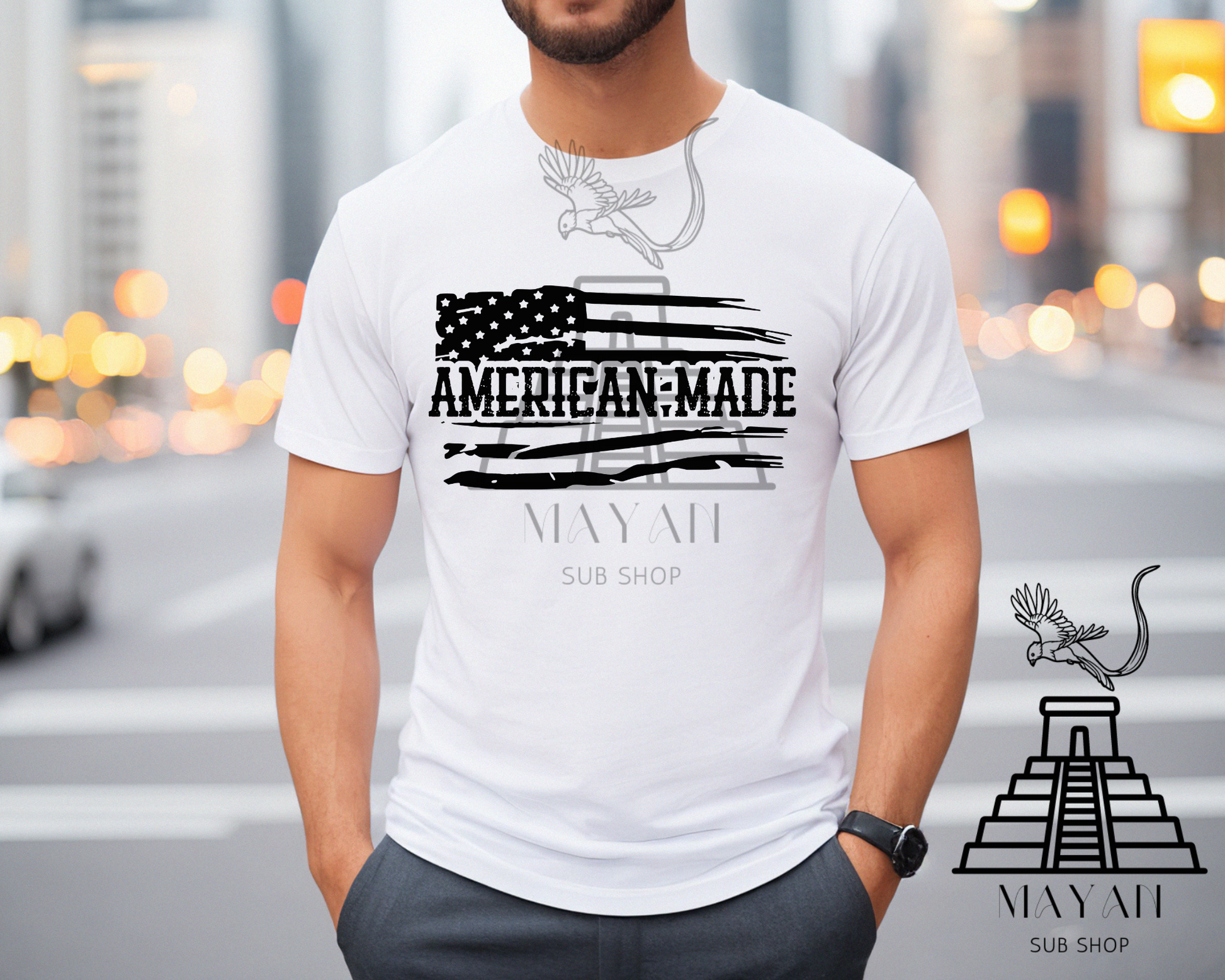 American Made white shirt - Mayan Sub Shop