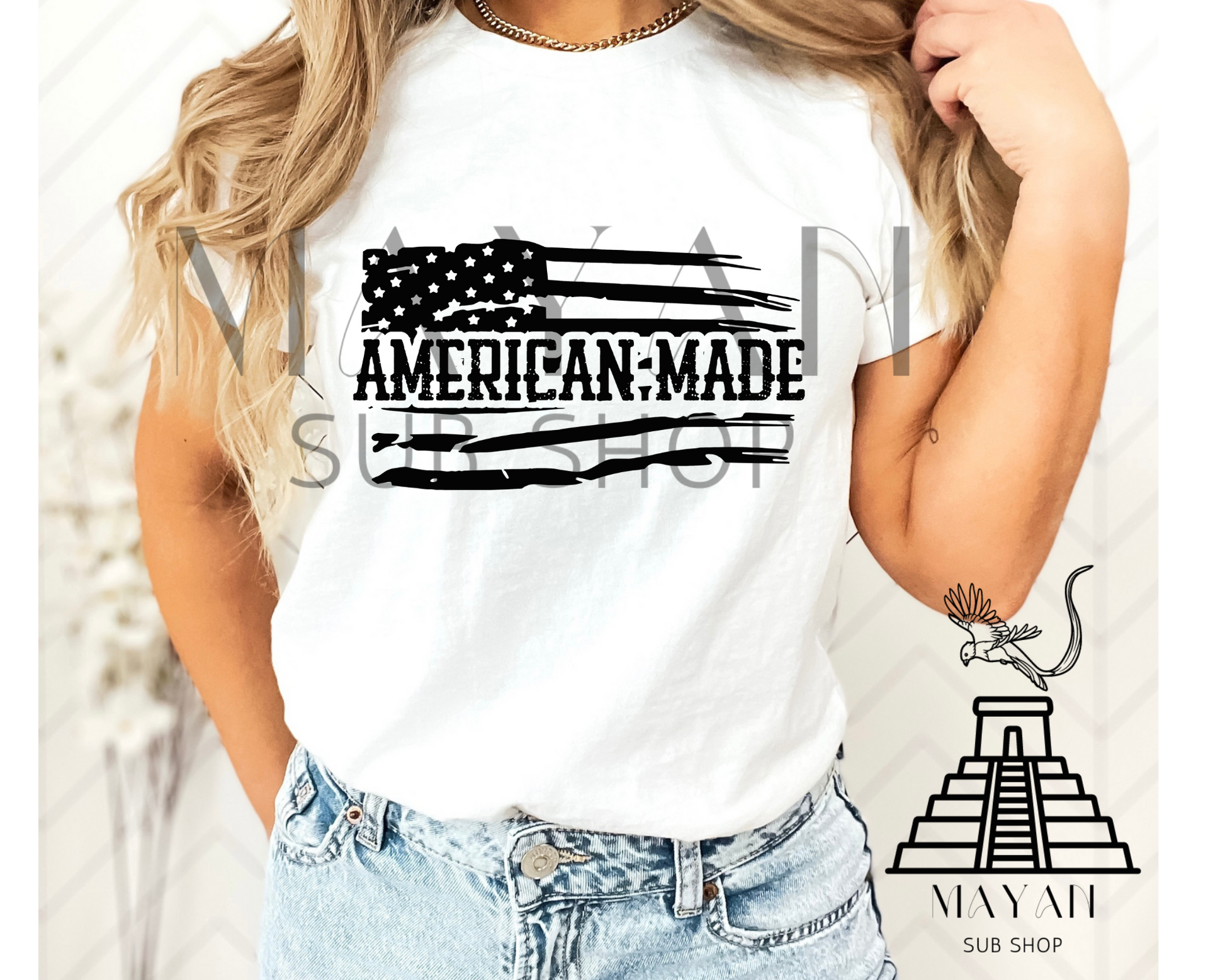 American Made white shirt - Mayan Sub Shop