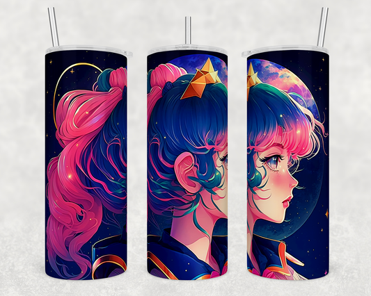 Anime girl 20 oz. skinny tumbler. -Mayan Sub Shop