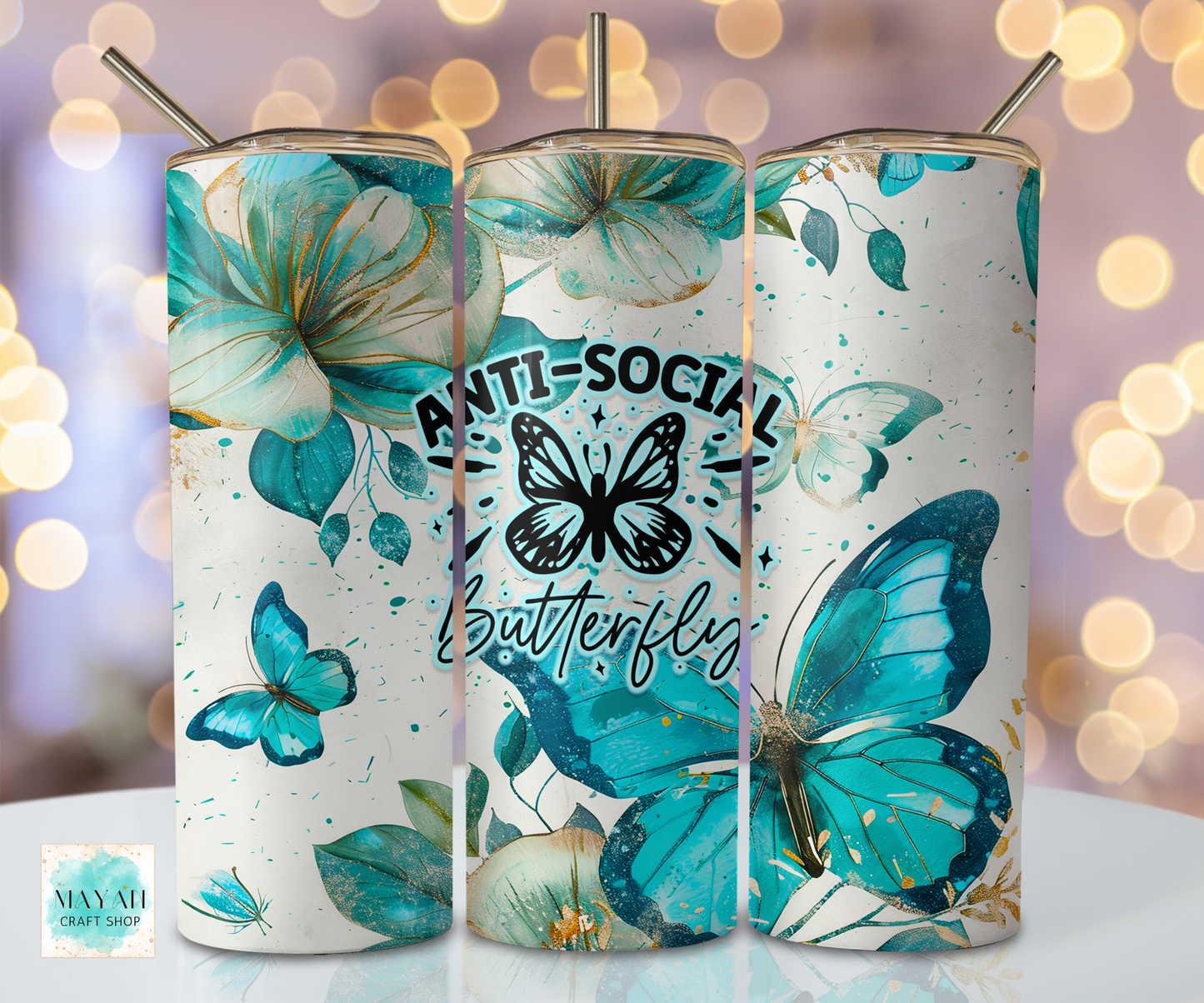 Anti-Social Butterfly Tumbler - Mayan Craft Shop