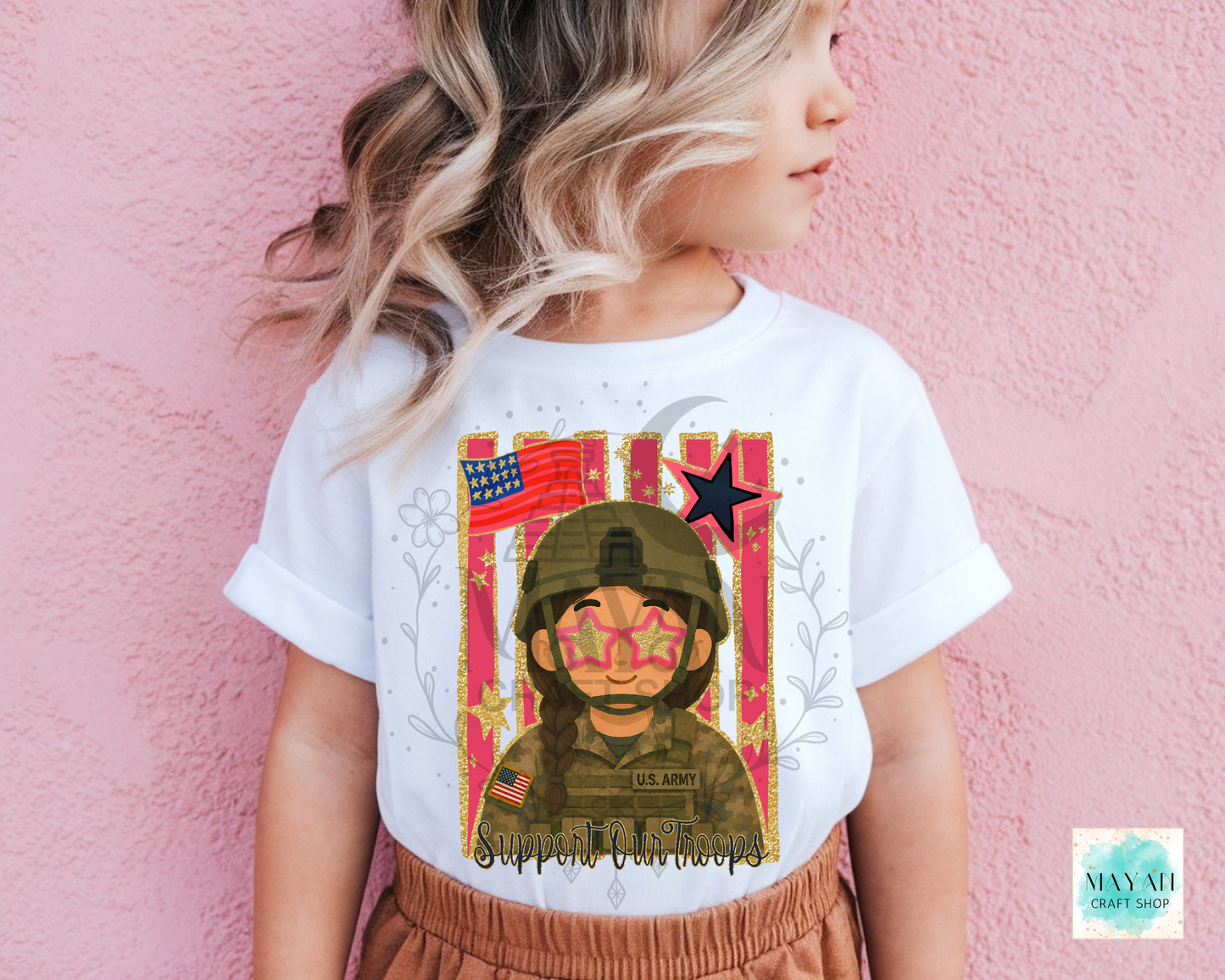 Support our troops kids shirt.