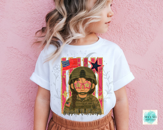 Support our troops kids shirt.