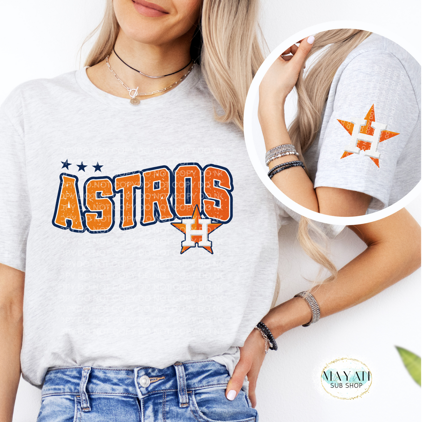 Astros Star Shirt W/ Sleeve Design