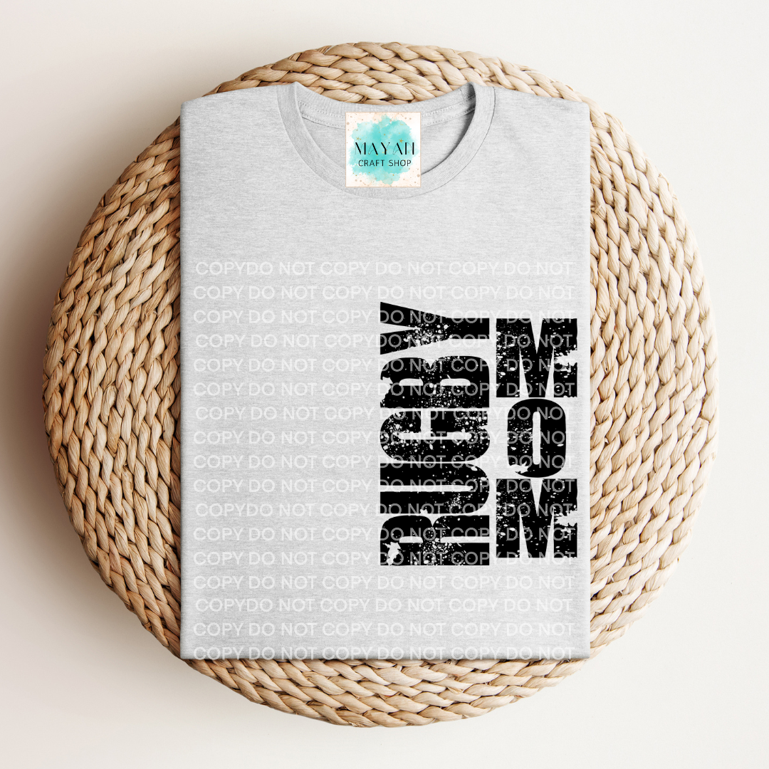 Rugby mom ash grey shirt. -Mayan Craft Shop