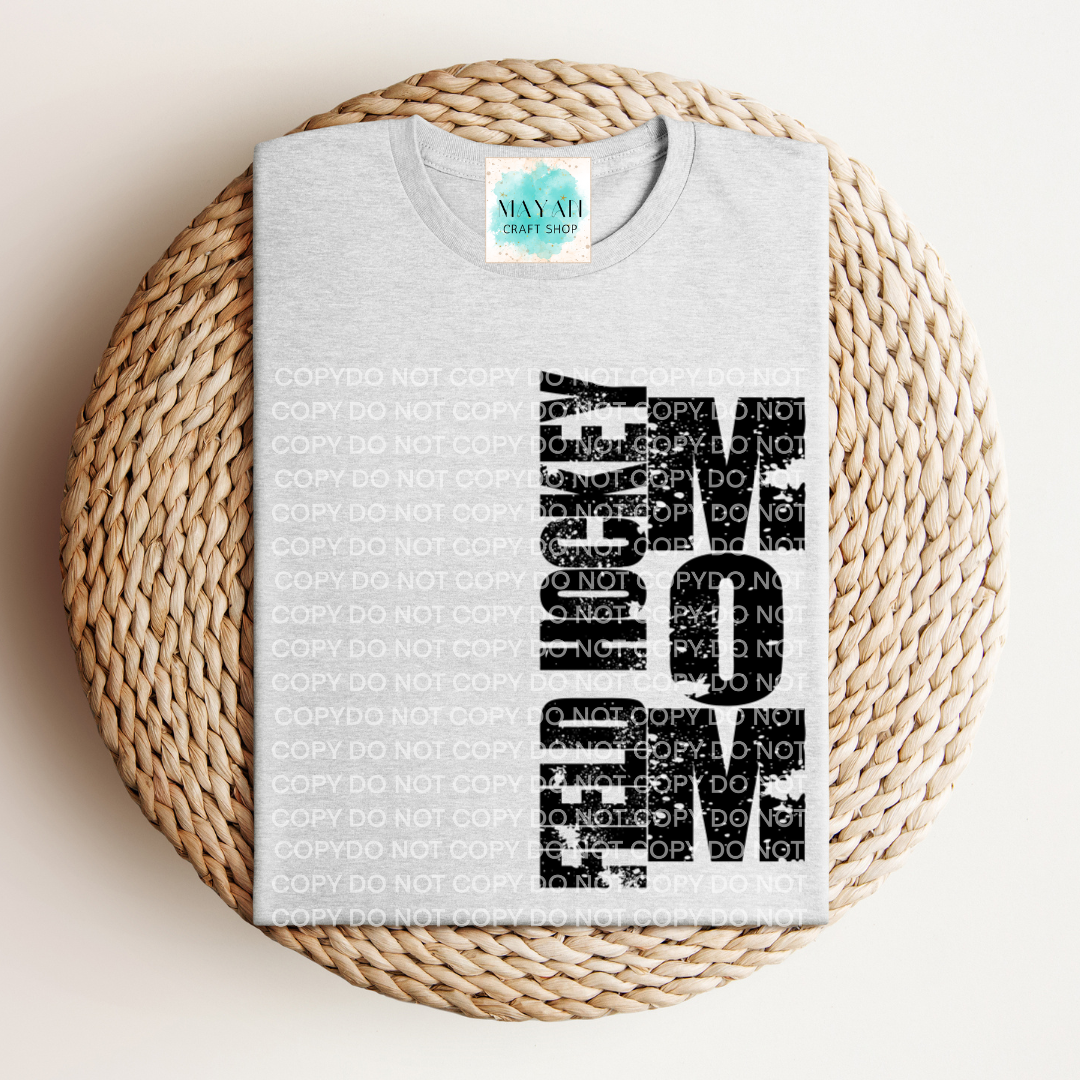 Field hockey mom ash grey shirt. -Mayan Craft Shop