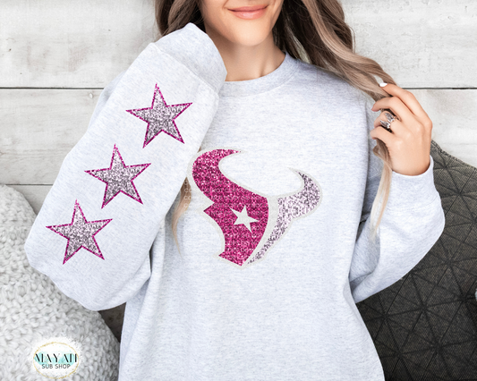 Houston Football Pink Out Glitter Sweatshirt