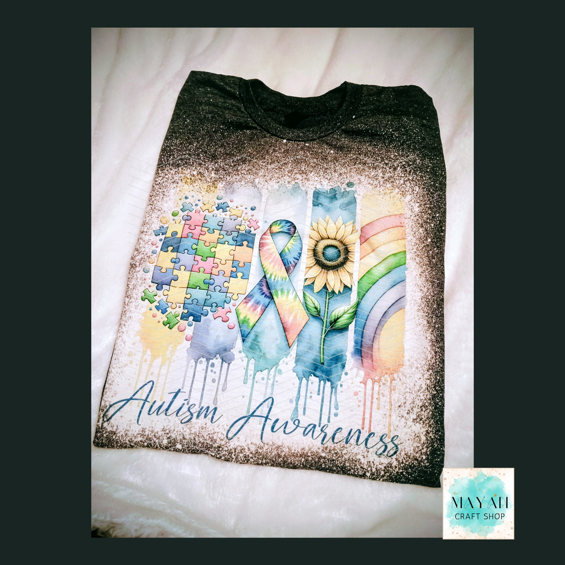 Autism Awareness Bleached Tee - Mayan Craft Shop