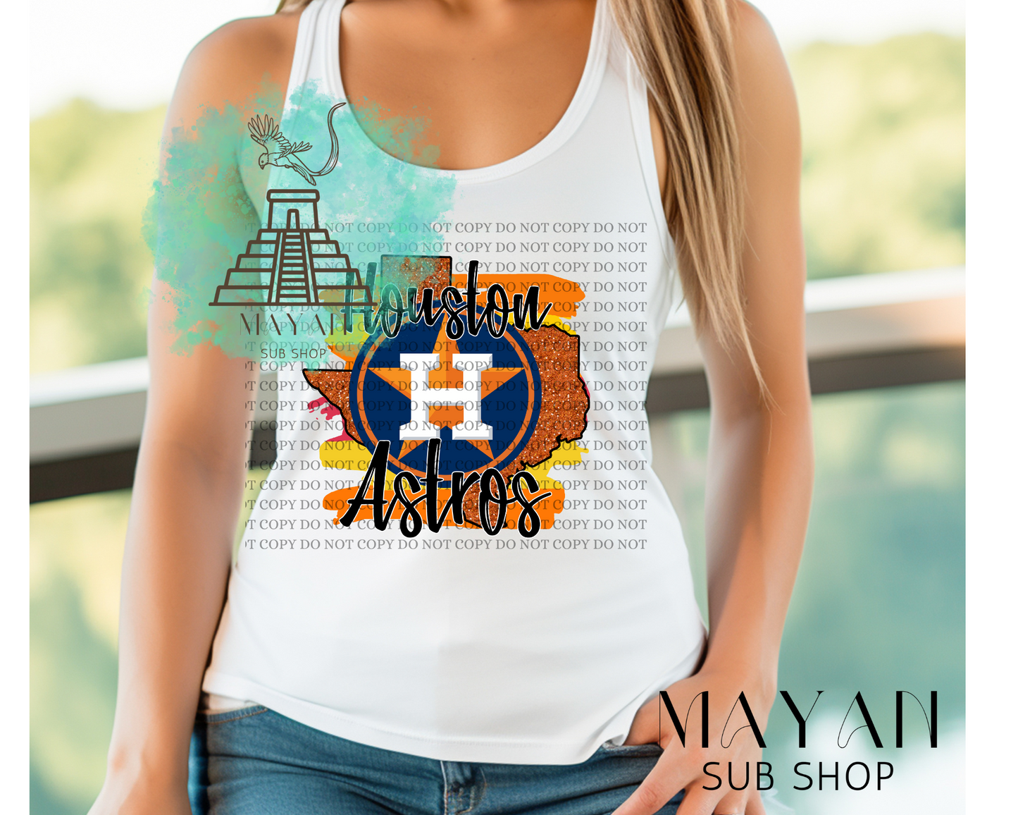 Houston white tank top. - Mayan Sub Shop