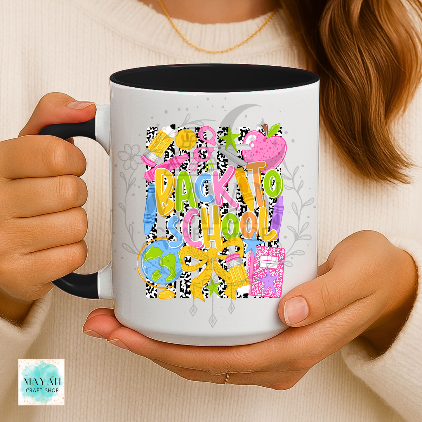 Back to school black mug.