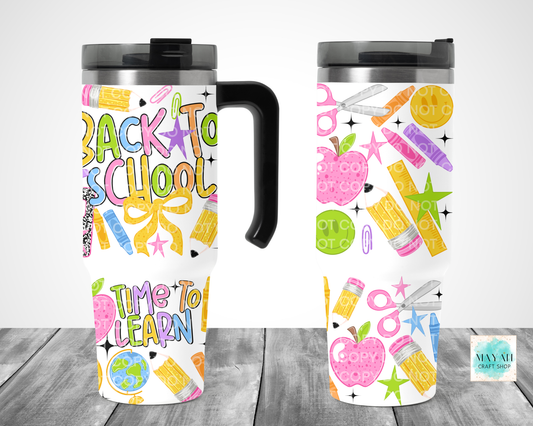 Back to school black tumbler.