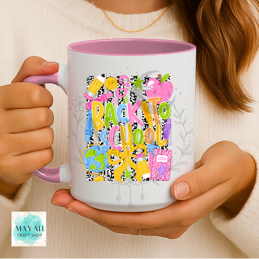 Back to school light pink mug.
