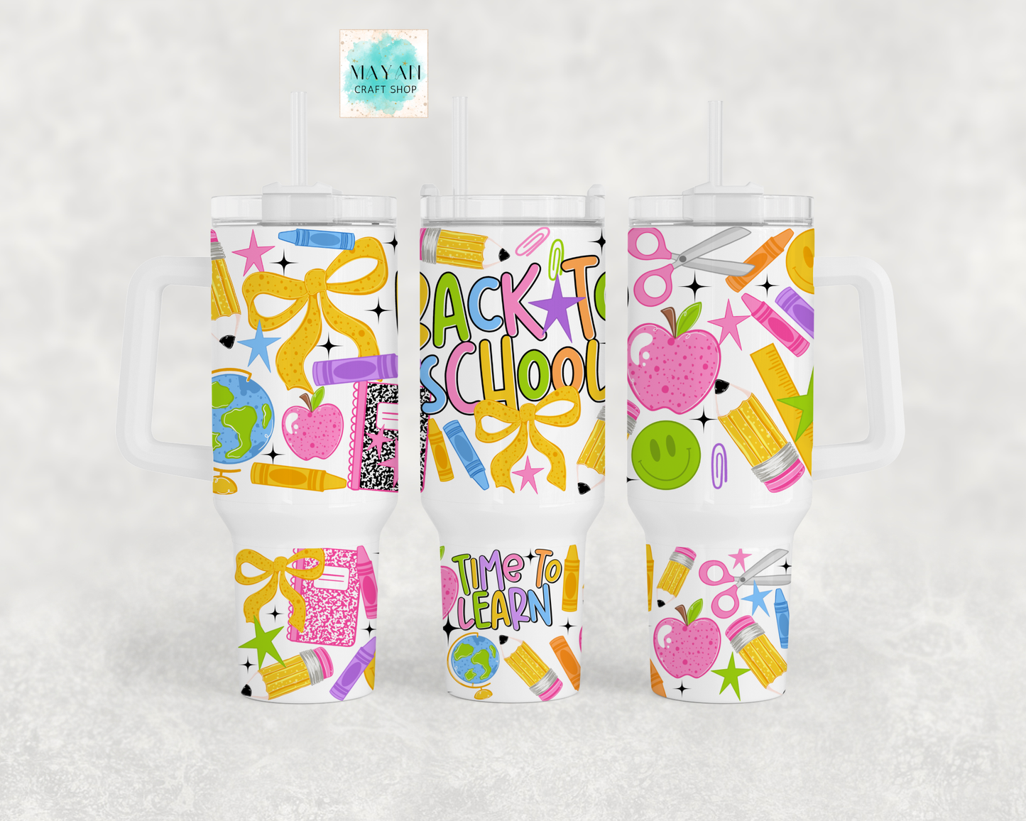 Back to school white tumbler.