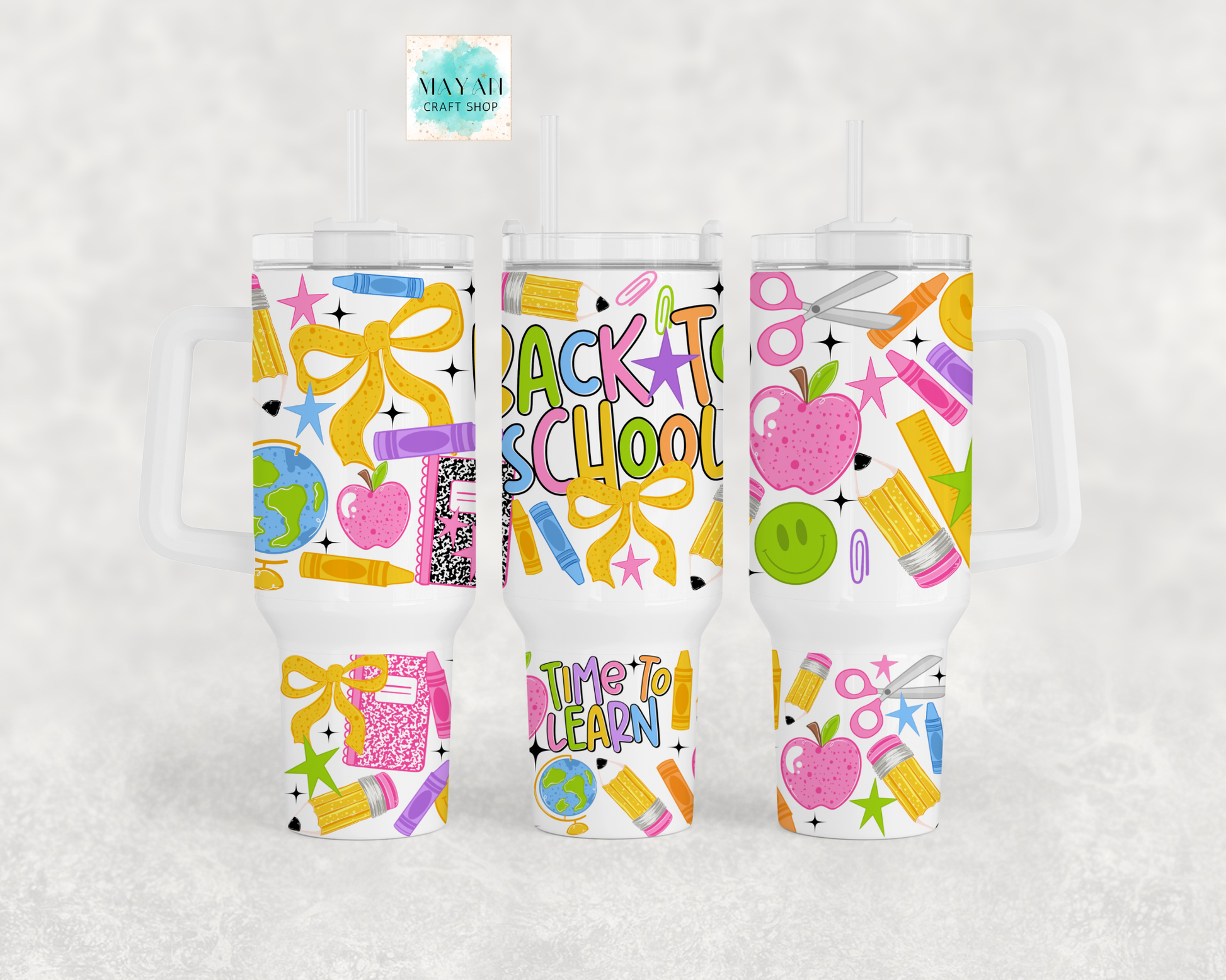 Back to school white tumbler.