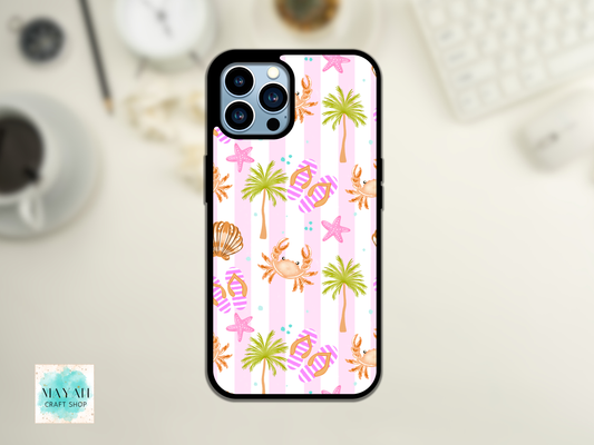 Phone case with tropical design on a light background
