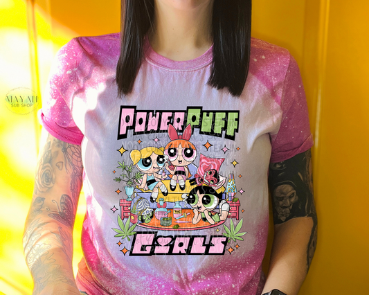 Puff girls bleached tee. -Mayan Sub Shop