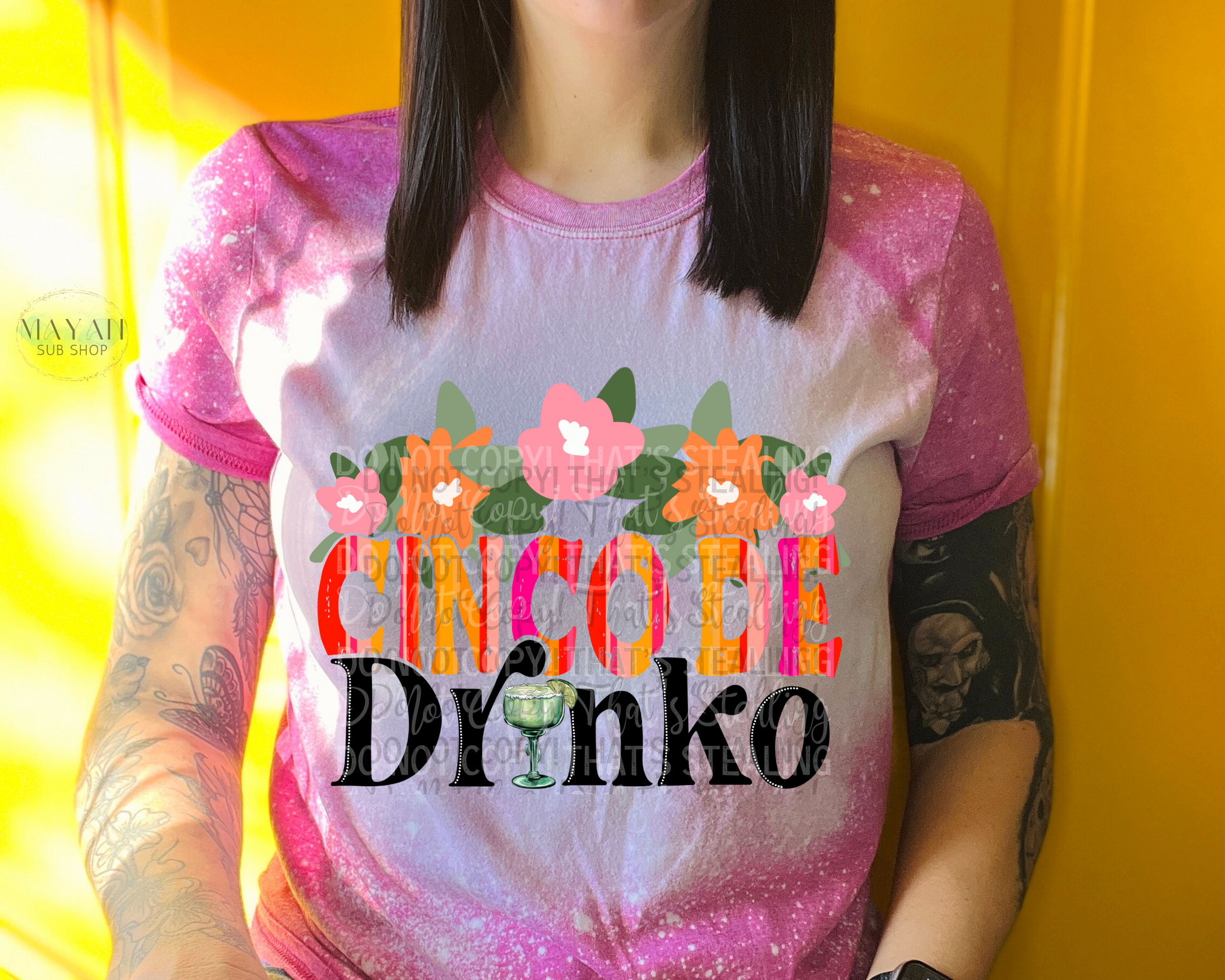 Cinco De Drinko Bleached Shirt - Mayan Sub Shop