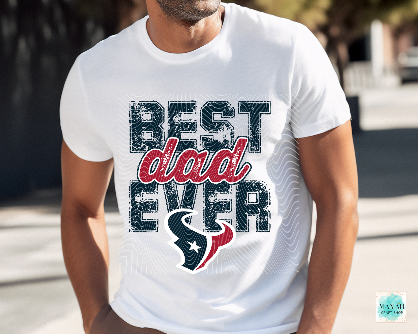 Best dad ever Houston football shirt. -Mayan Craft Shop