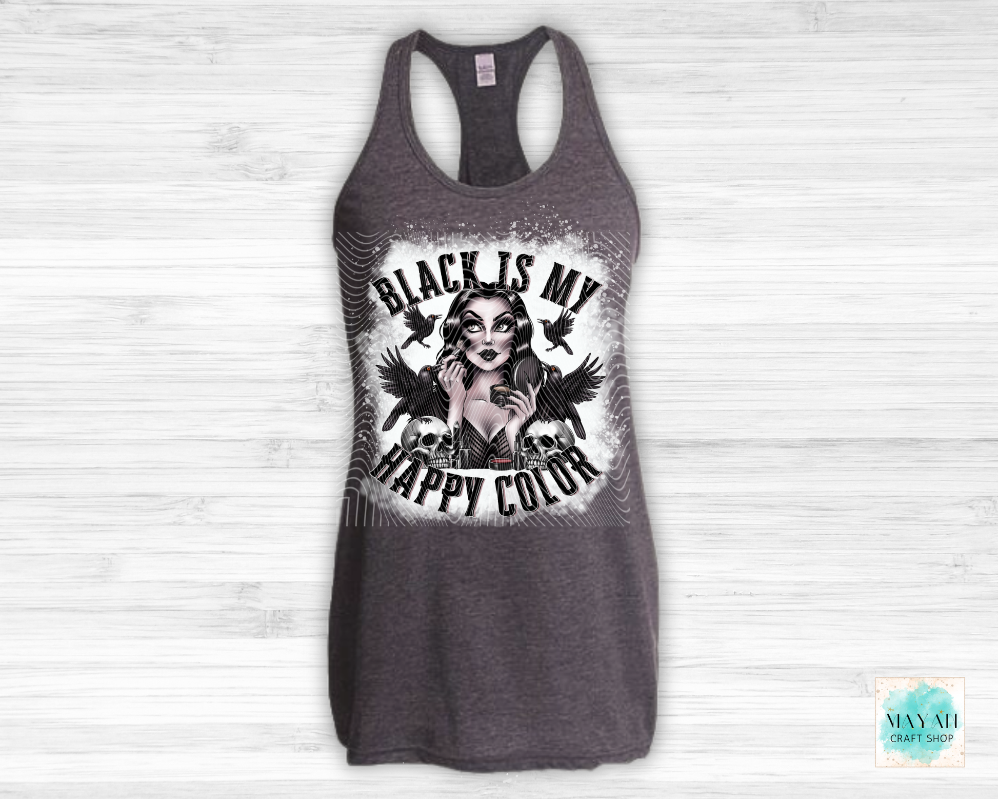 Black is my happy color bleached tan top.