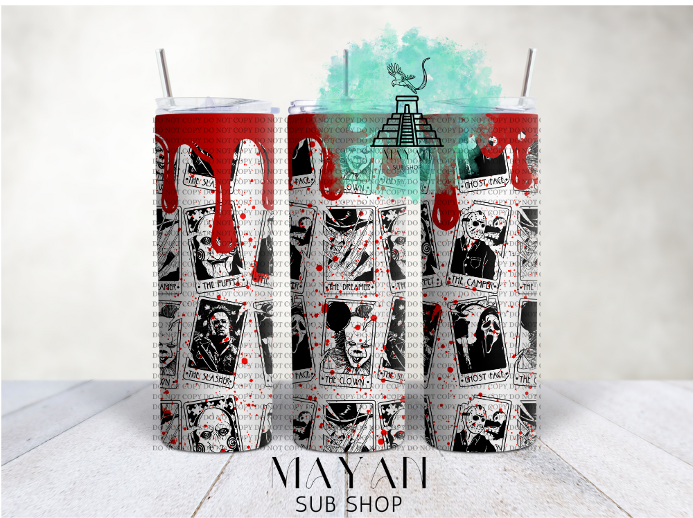 Bloody tarot card 20 oz. skinny tumbler. - Mayan Sub Shop