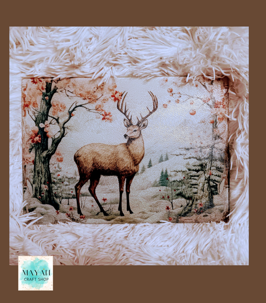 Blossom deer cutting board sample. -Mayan Craft Shop