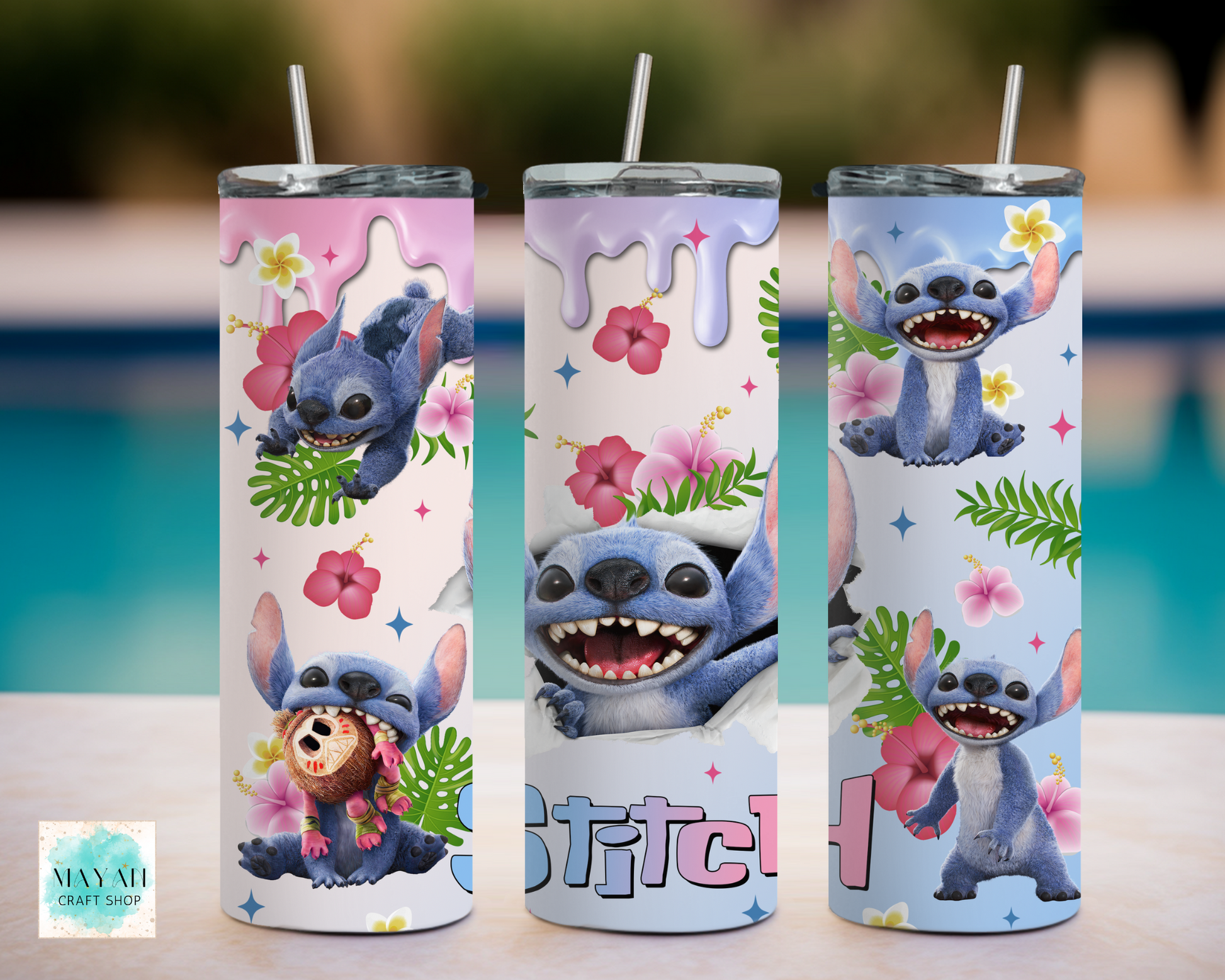 Blue alien tumbler. -Mayan Craft Shop