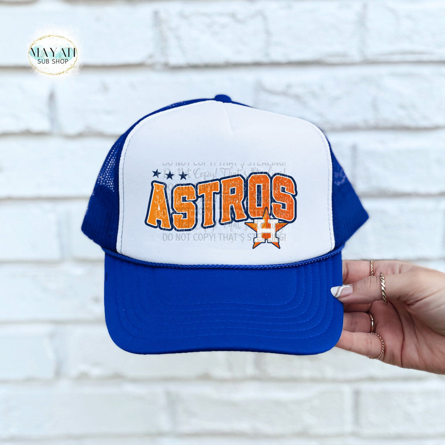 Houston baseball blue trucker hat. -Mayan Sub Shop