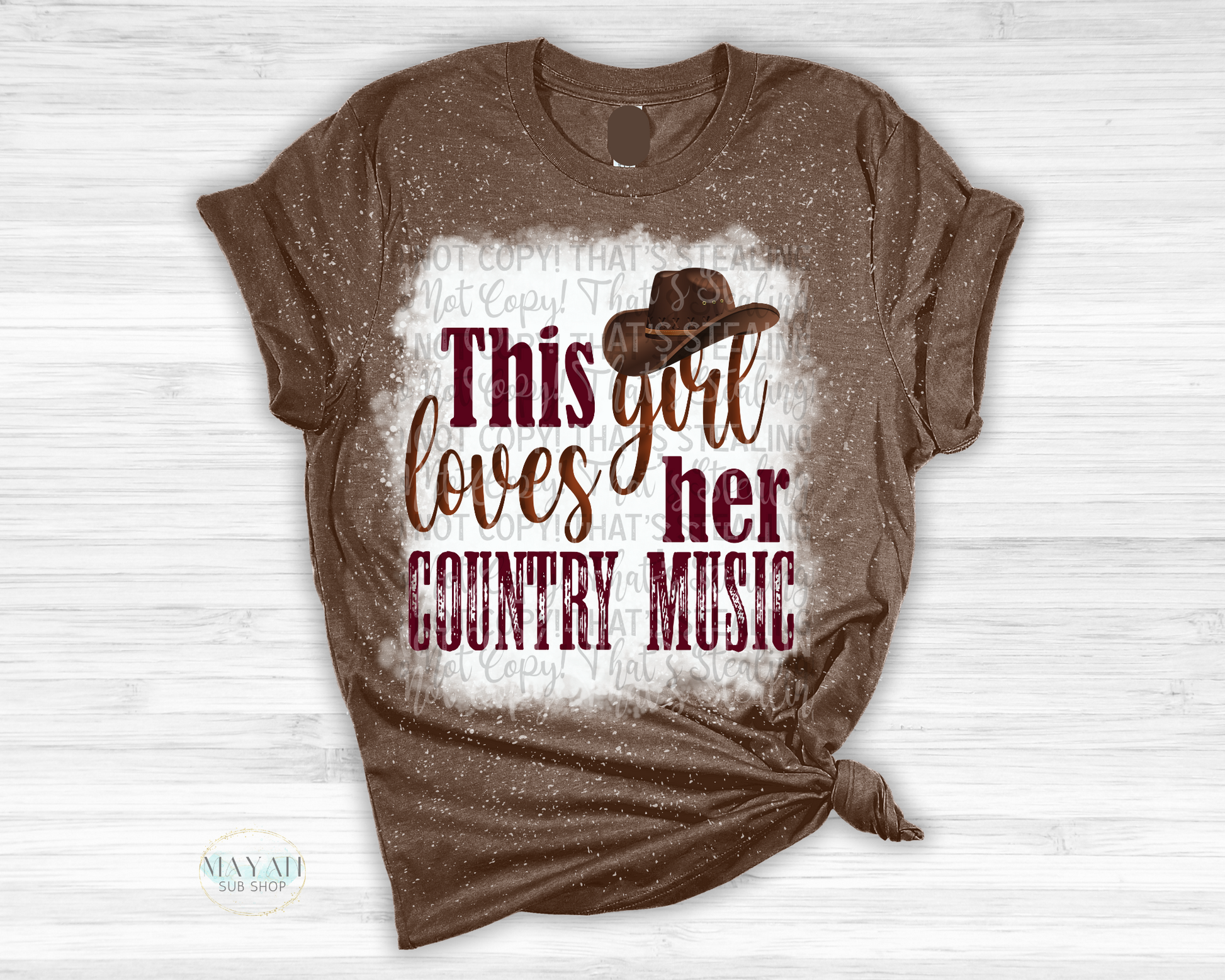 This Girl Loves Her Country Music Bleached Shirt - Mayan Sub Shop