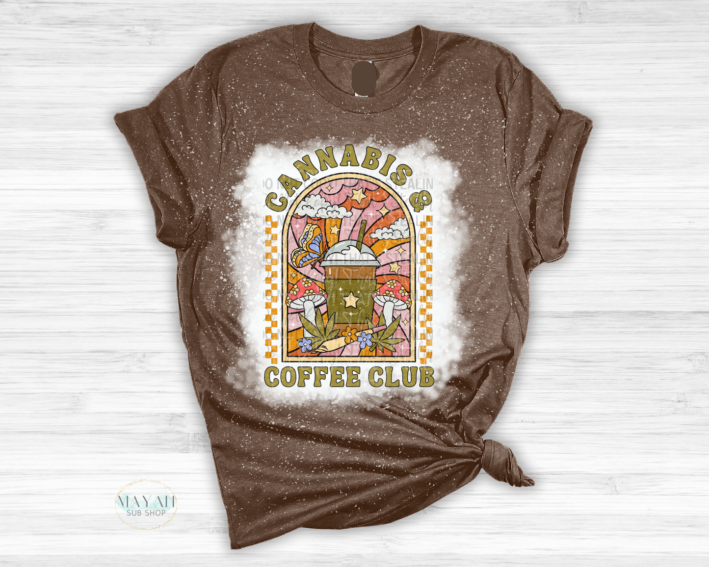 Cannabis Coffee Club Bleached Tee - Mayan Sub Shop