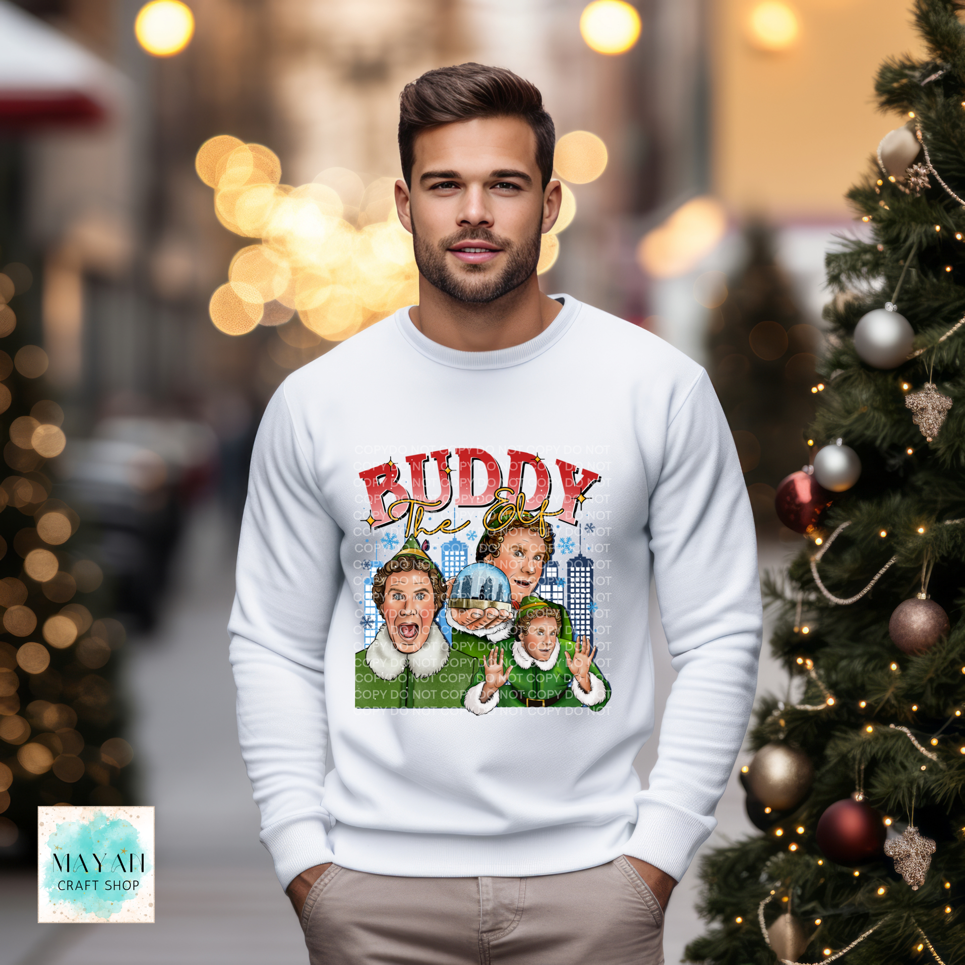 Christmas sweatshirt with an elf. 