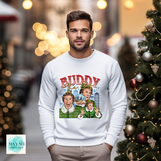 Christmas sweatshirt with an elf. 