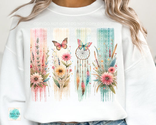 Butterfly pastel boho white sweatshirt. - Mayan Craft Shop