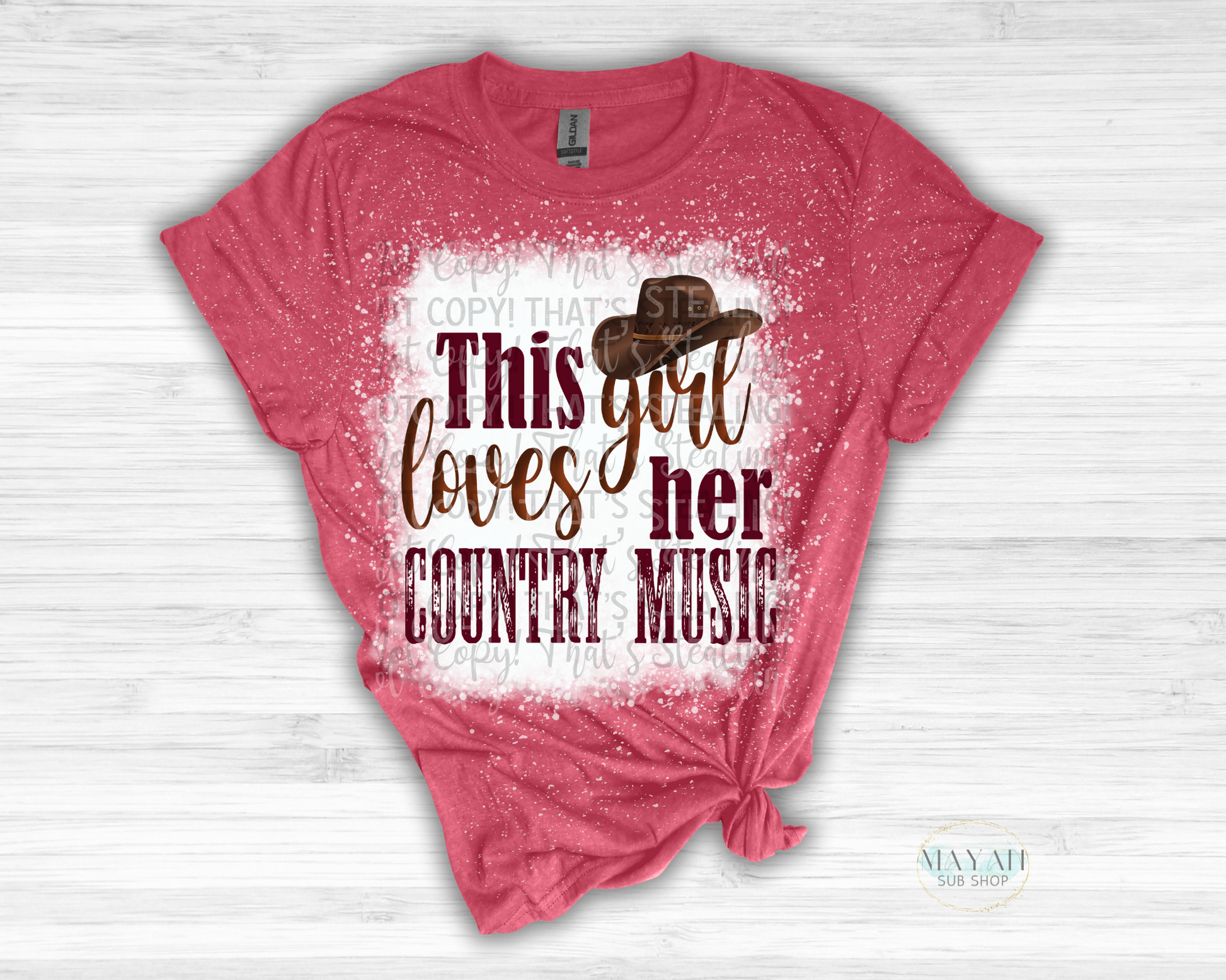 This Girl Loves Her Country Music Bleached Shirt - Mayan Sub Shop