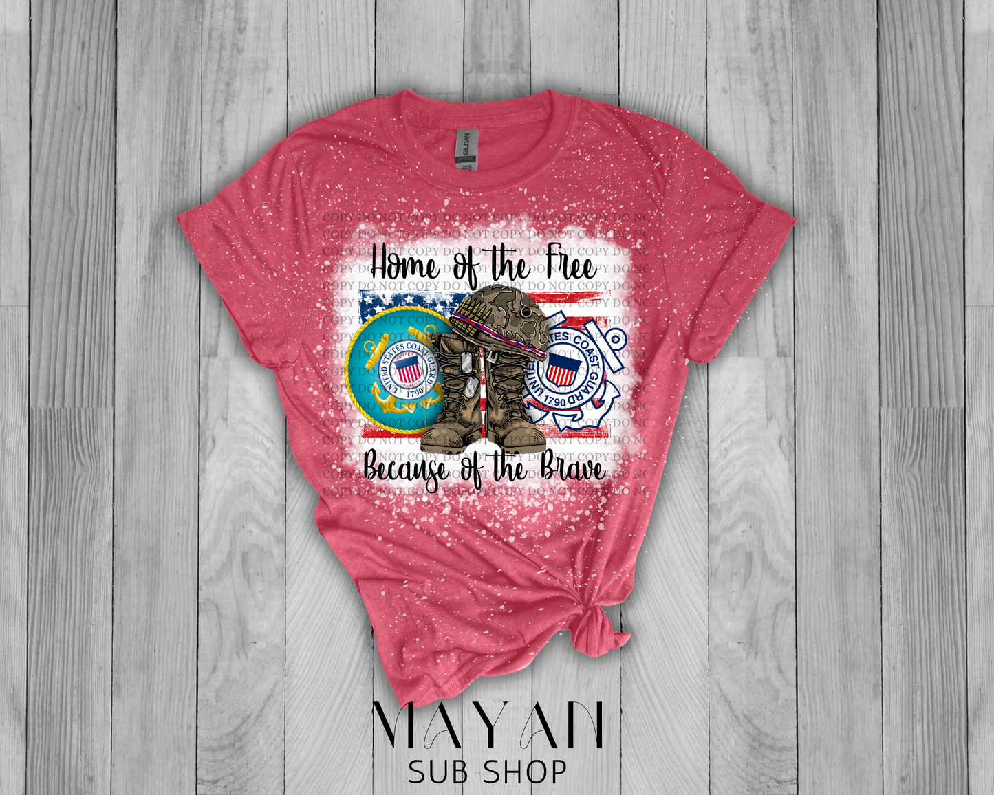 Home of the Free Coast Guard Bleached Shirt - Mayan Sub Shop