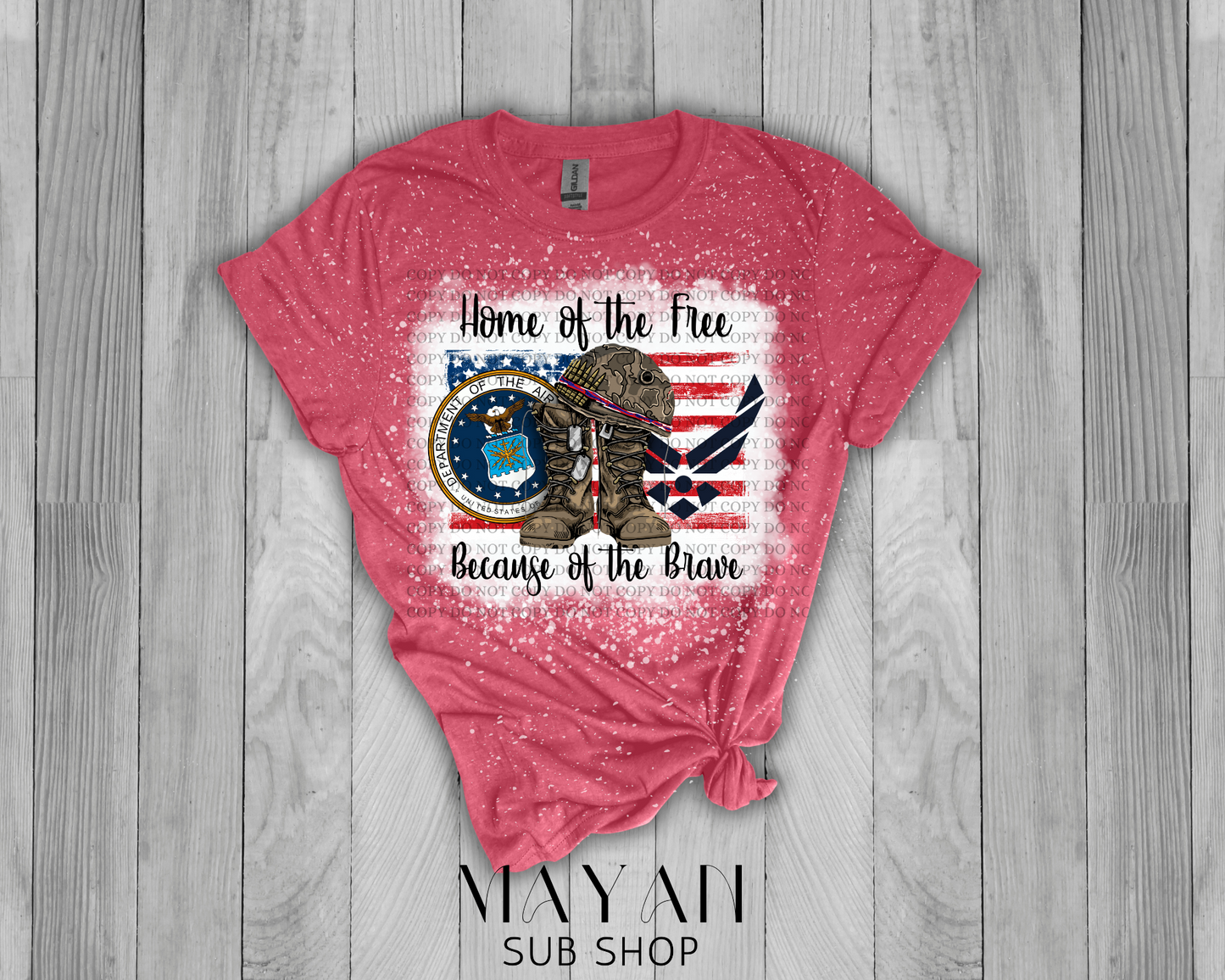 Home of the Free Air Force Bleached Shirt - Mayan Sub Shop