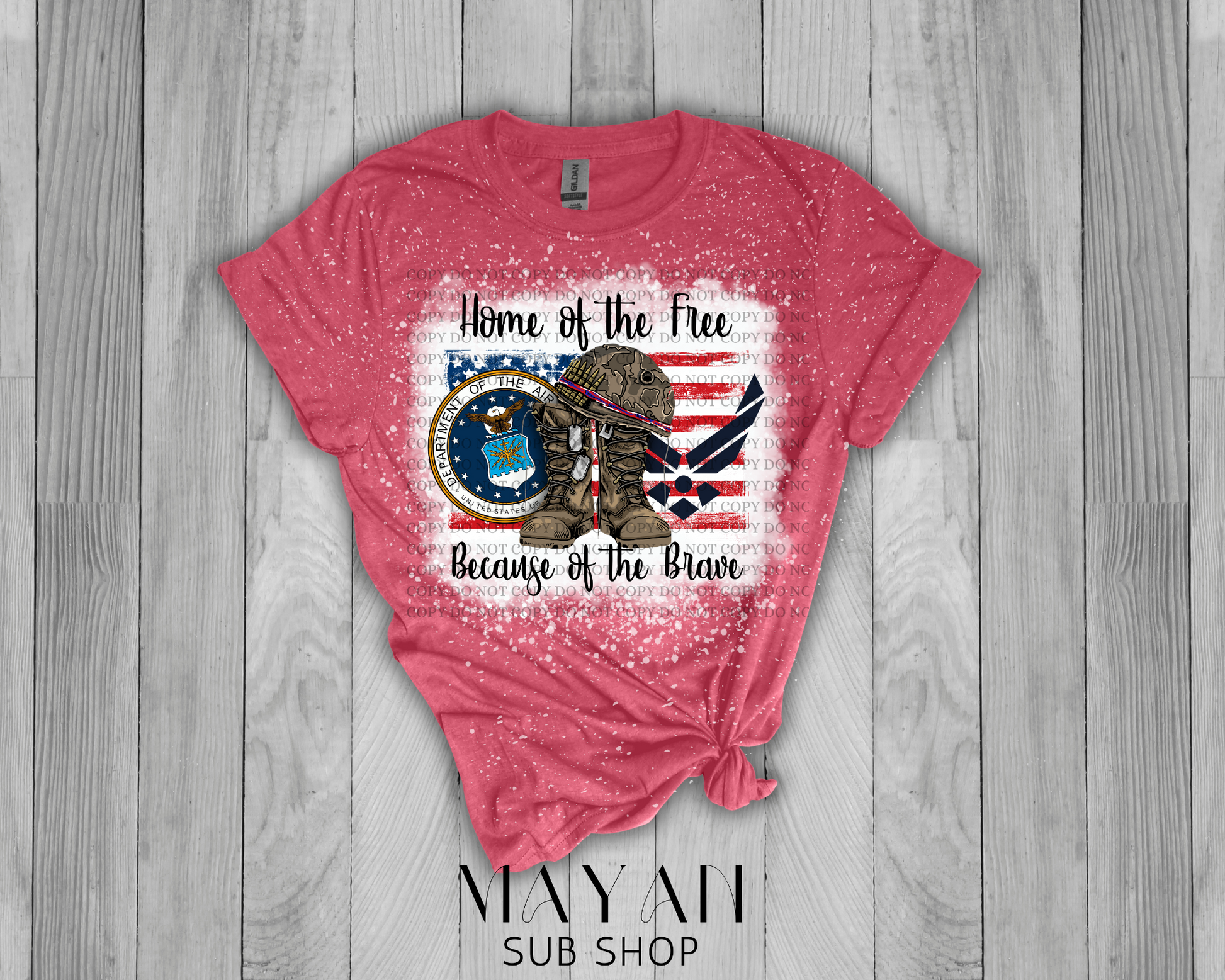 Home of the Free Air Force Bleached Shirt - Mayan Sub Shop