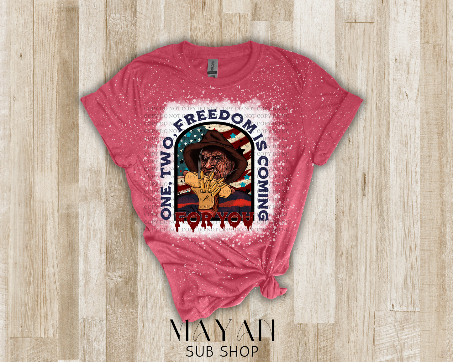 Freedom is coming bleached shirt - Mayan Sub Shop