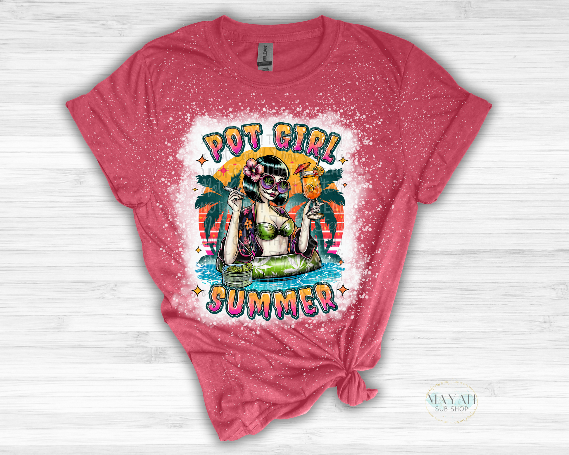 Pot Girl Summer Bleached Tee - Mayan Sub Shop