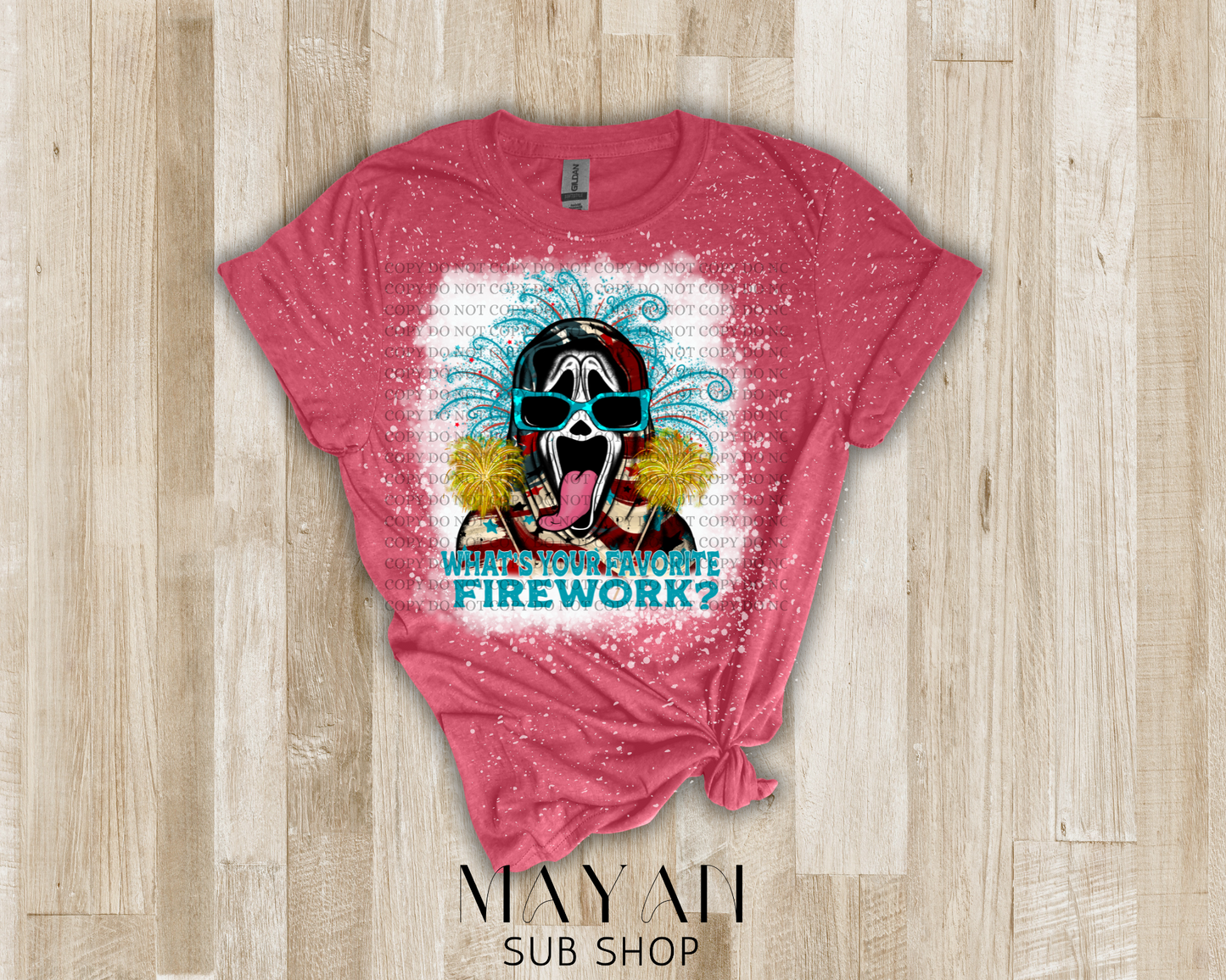 Favorite fireworks bleached shirt - Mayan Sub Shop