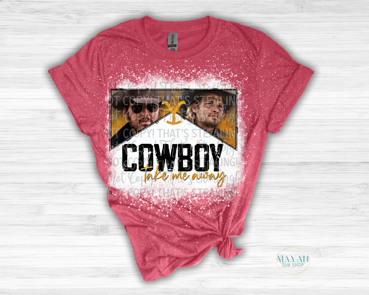 Cowboy Take Me Away Bleached Shirt - Mayan Sub Shop